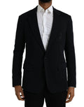Dolce & Gabbana Dark Blue Wool Single Breasted Coat Blazer