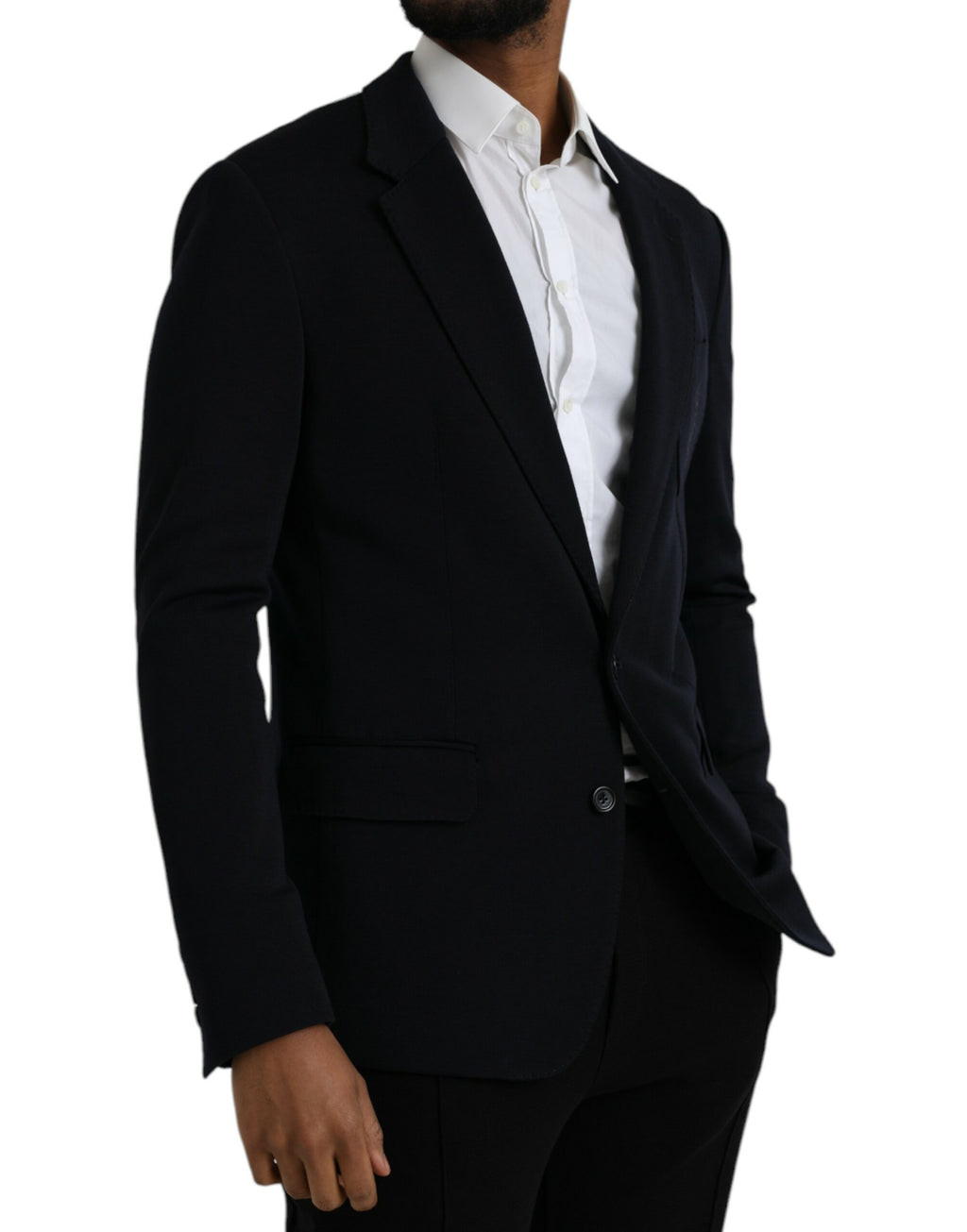 Dolce & Gabbana Dark Blue Wool Single Breasted Coat Blazer