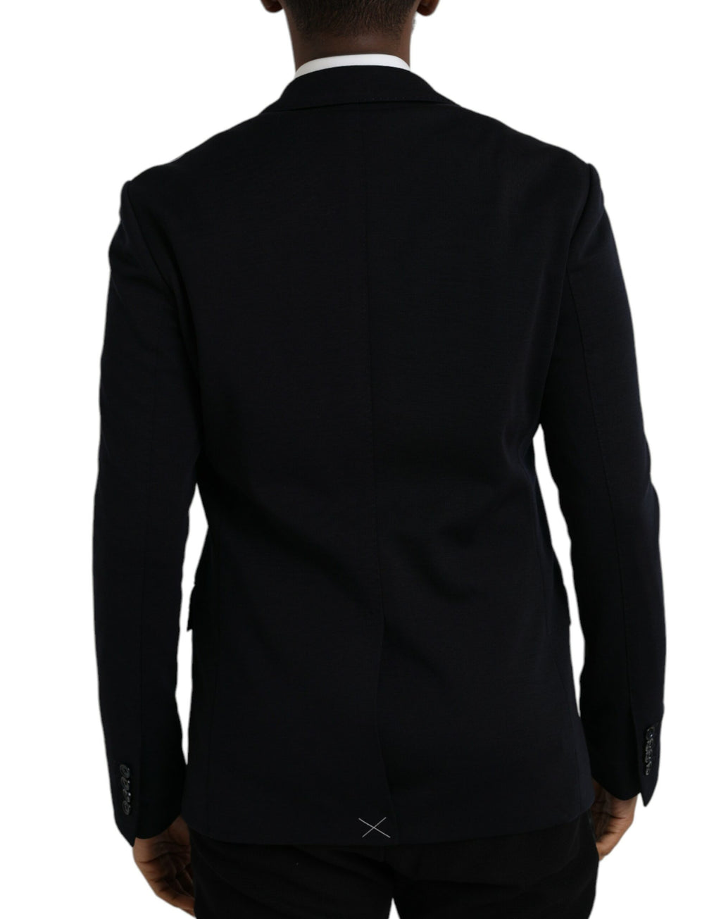 Dolce & Gabbana Dark Blue Wool Single Breasted Coat Blazer
