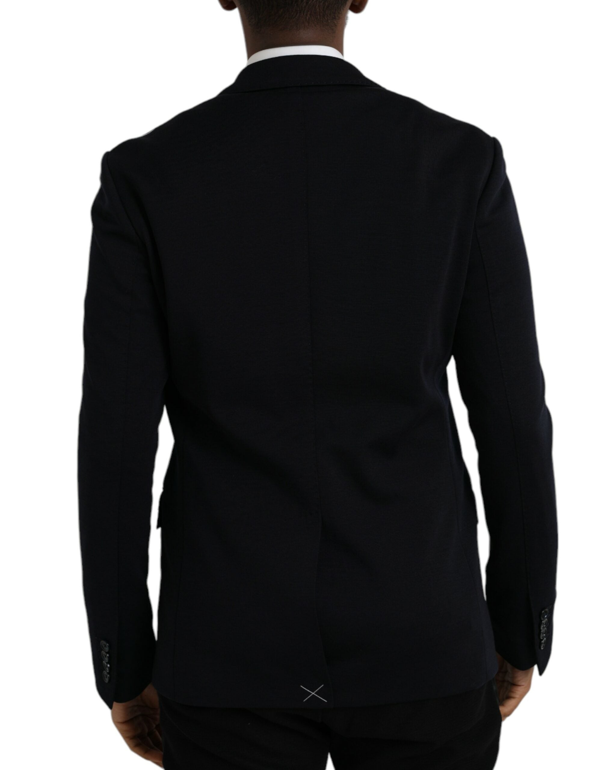 Dolce & Gabbana Dark Blue Wool Single Breasted Coat Blazer