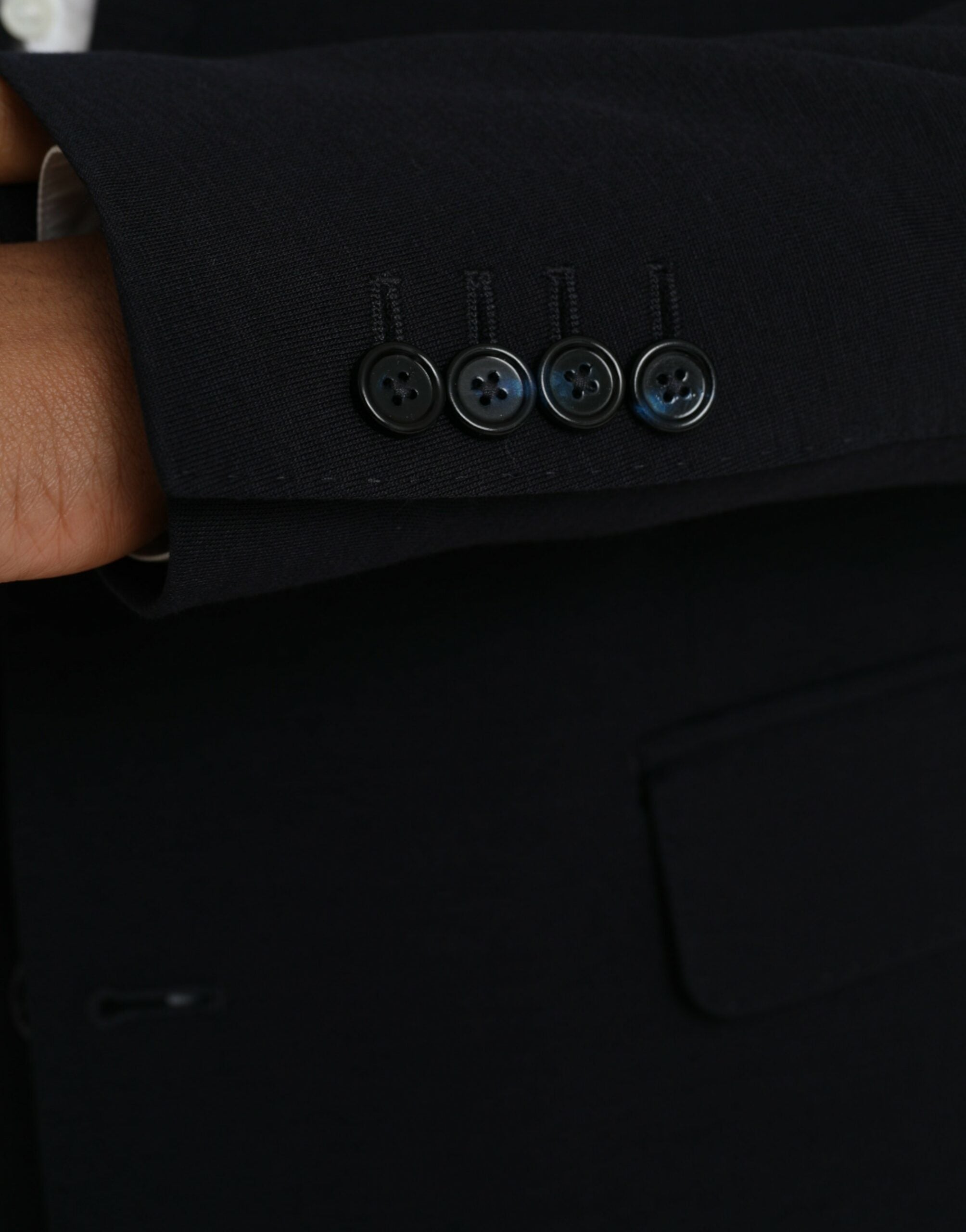 Dolce & Gabbana Dark Blue Wool Single Breasted Coat Blazer