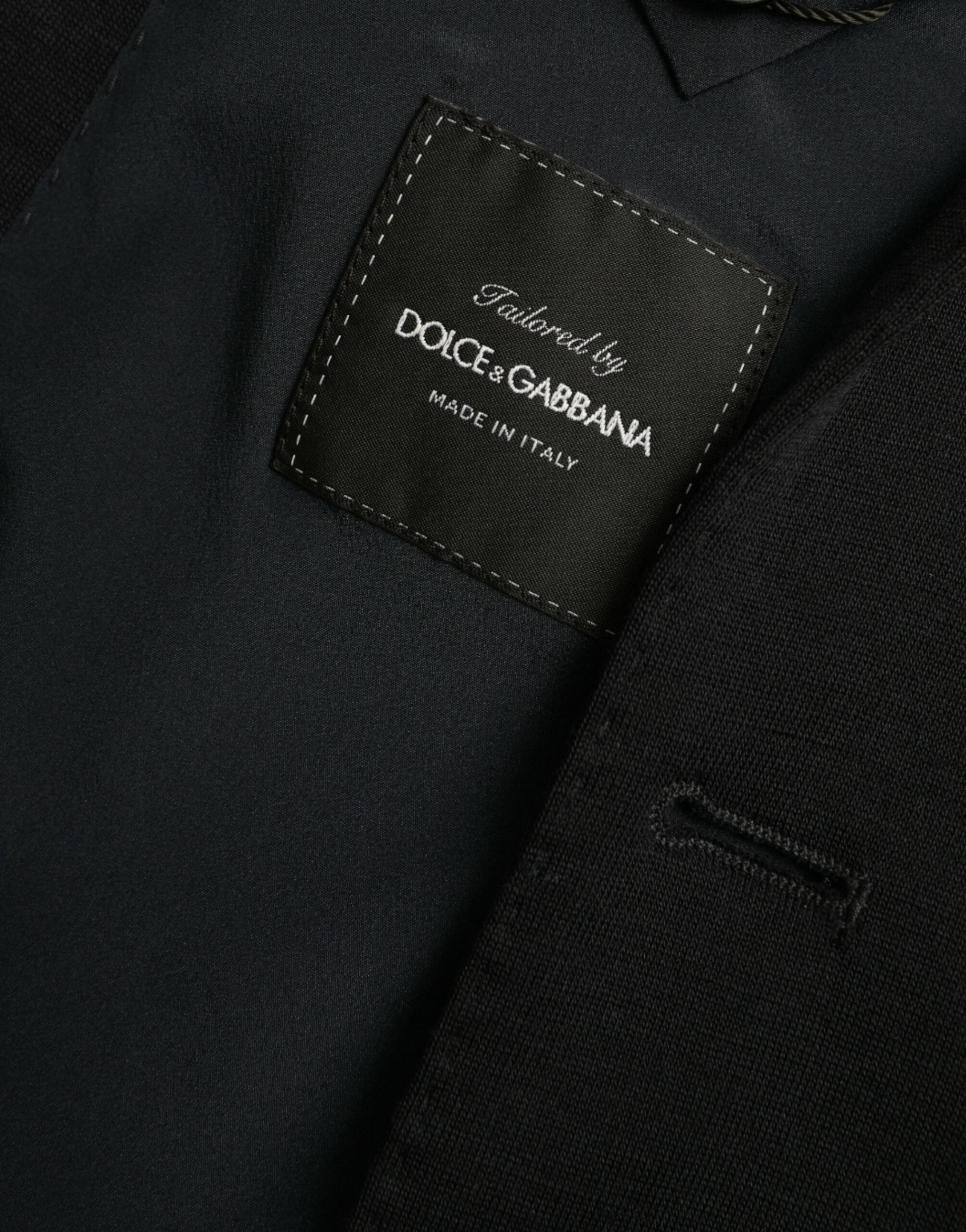 Dolce & Gabbana Dark Blue Wool Single Breasted Coat Blazer