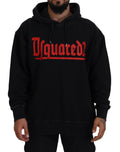 Dsquared² Black Cotton Hooded Printed Men Pullover Sweater