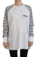 Dsquared² White Cotton Striped Crew Neck Short Sleeve Sweater