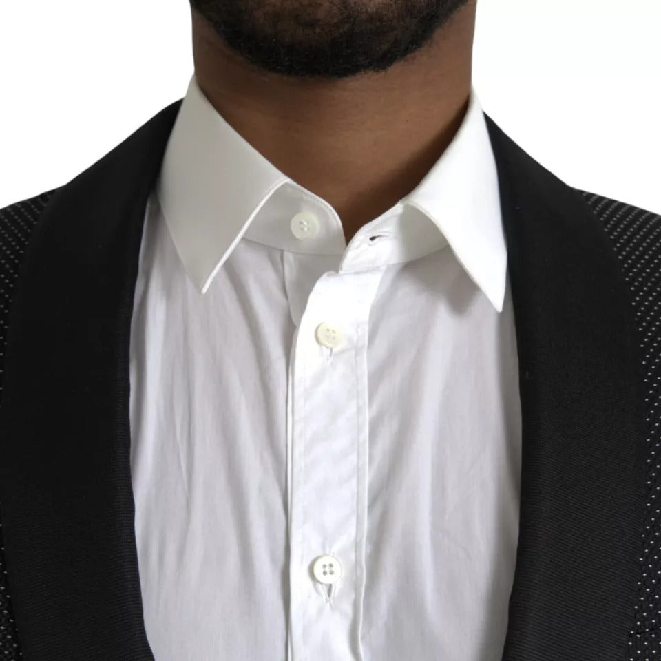 Dolce & Gabbana Dark Gray Jacquard MARTINI Single Breasted Coat Blazer
