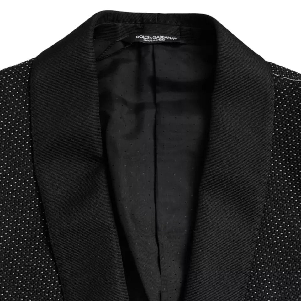 Dolce & Gabbana Dark Gray Jacquard MARTINI Single Breasted Coat Blazer