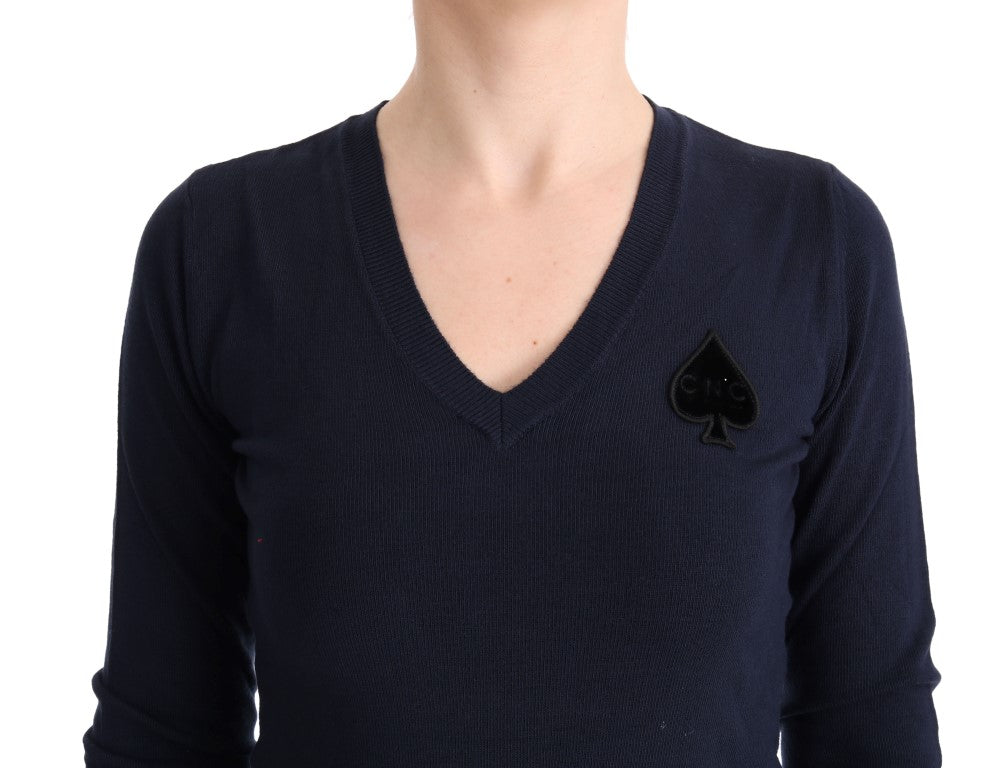 Costume National Blue V-neck Viscose Sweater