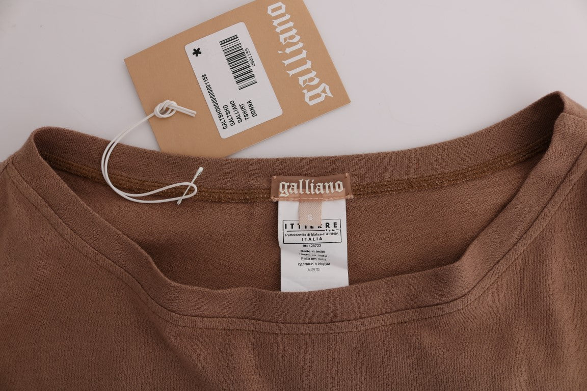 John Galliano Brown Cotton Studded Sweater