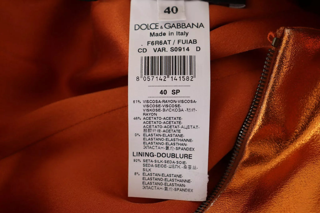 Dolce & Gabbana Metallic Orange Sleeveless Sheath Dress