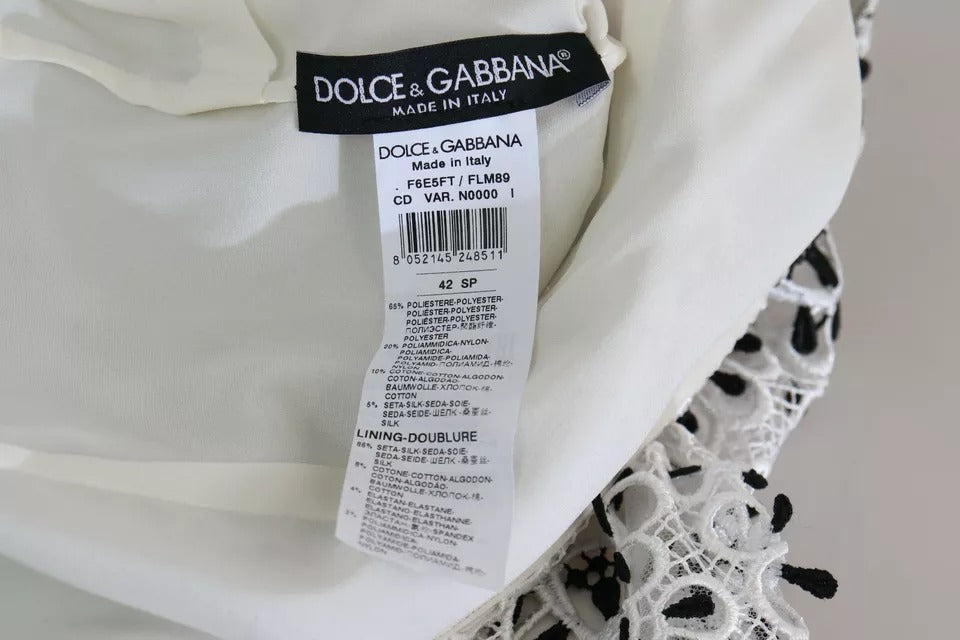 Dolce & Gabbana White Cutout Design Polyester A-line Midi Dress