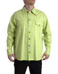 Dolce & Gabbana Green Cotton Collared Casual Button Down Shirt