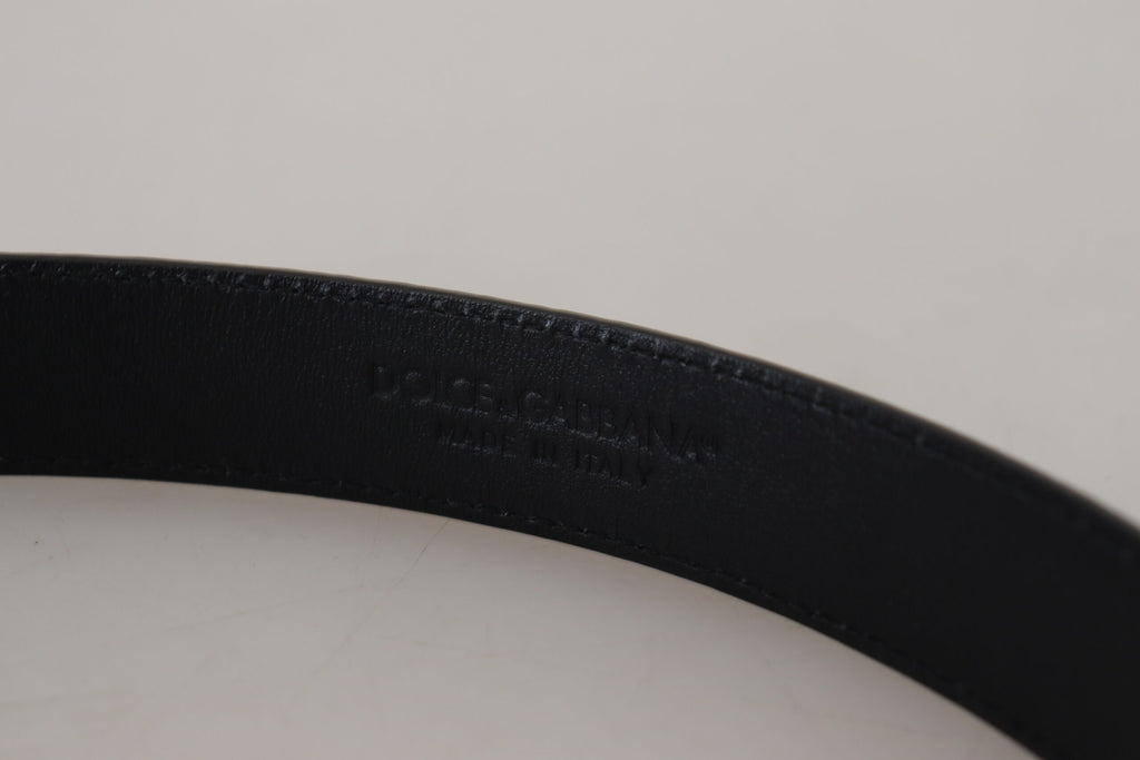 Dolce & Gabbana Blue Exotic Leather Gold Metal Buckle Belt