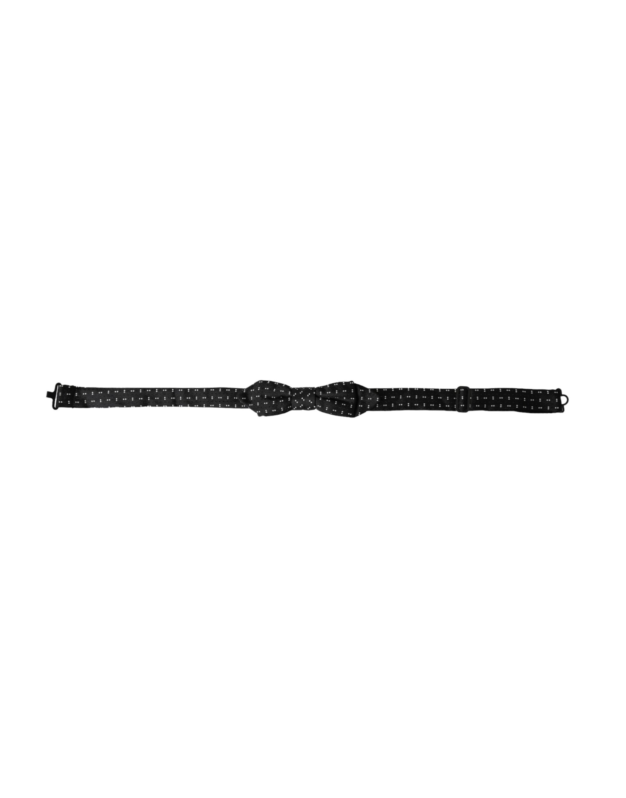 Dolce & Gabbana Dark Gray Silk Patterned Adjustable Neck Men Papillon Bow Tie