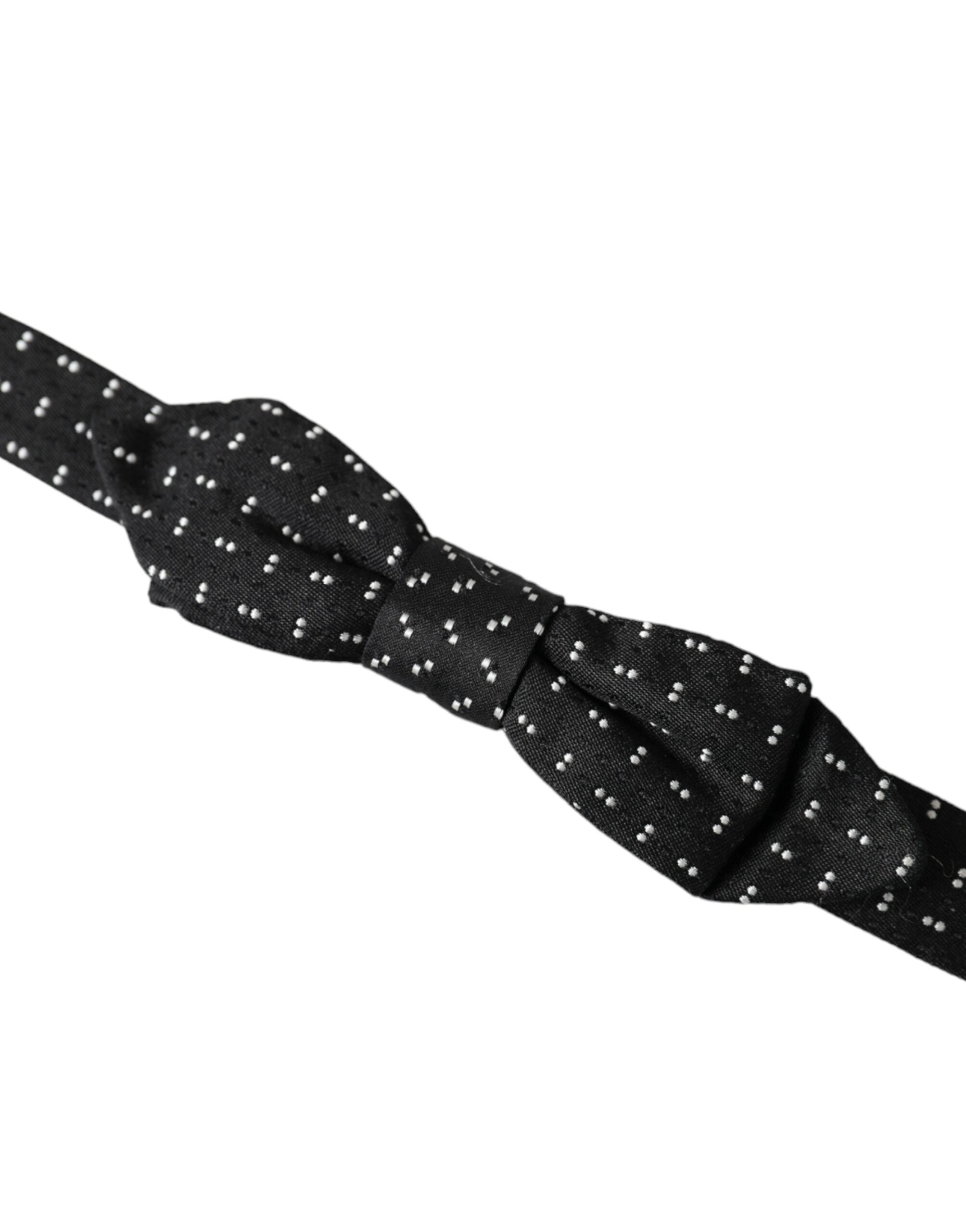 Dolce & Gabbana Dark Gray Silk Patterned Adjustable Neck Men Papillon Bow Tie