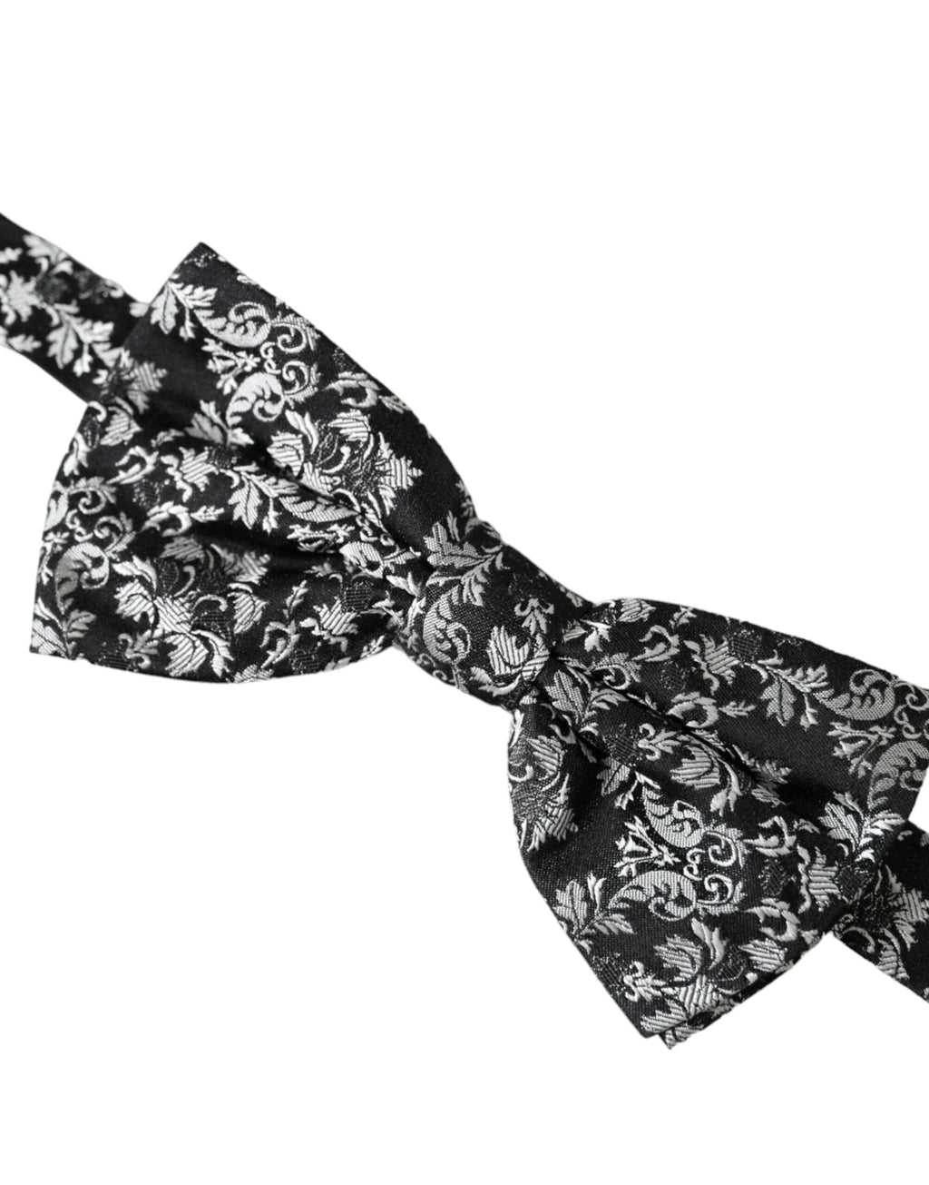 Dolce & Gabbana Dark Gray Floral Silk Adjustable Neck Men Bow Tie