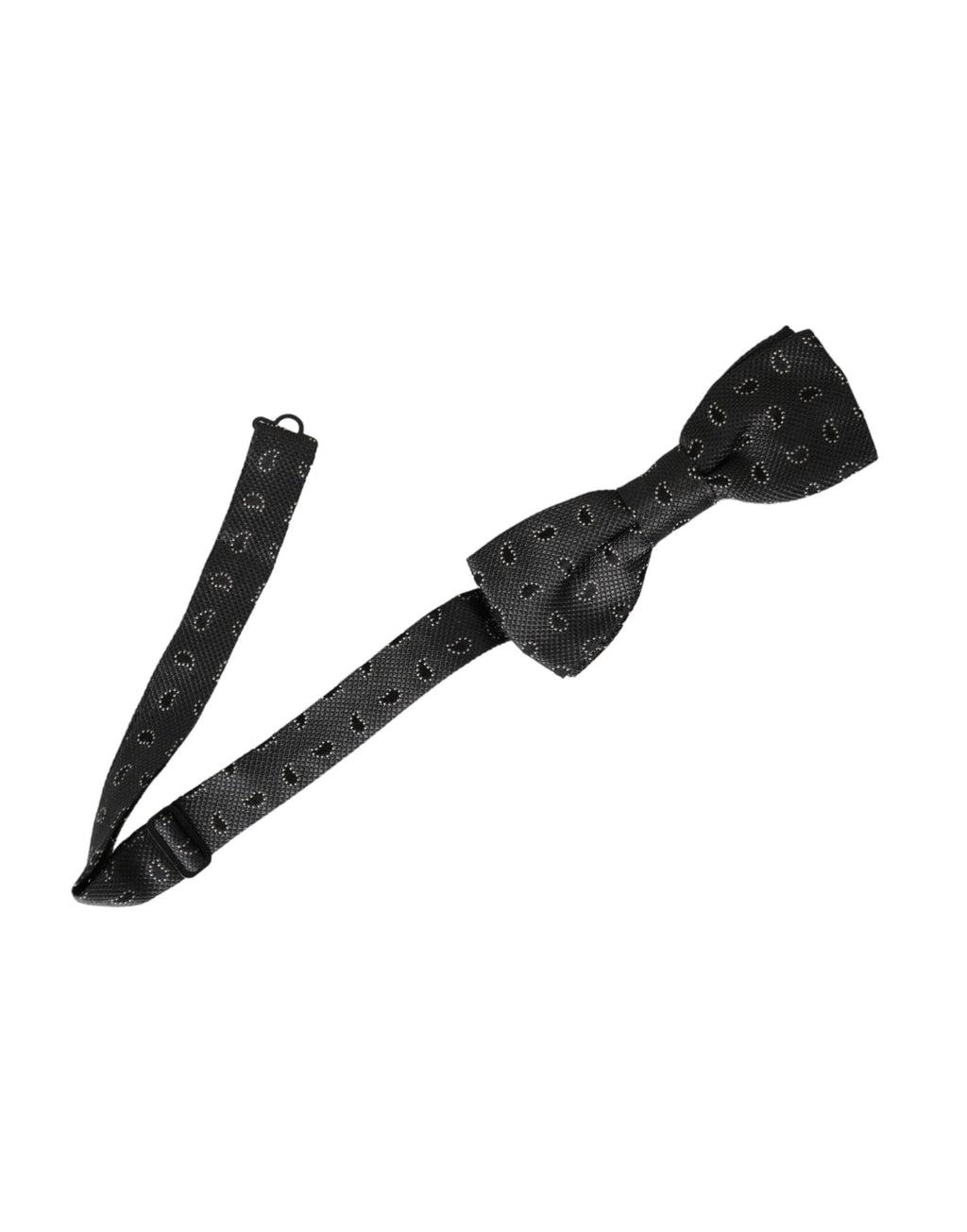 Dolce & Gabbana Dark Gray Silk Patterned Adjustable Neck Men Bow Tie