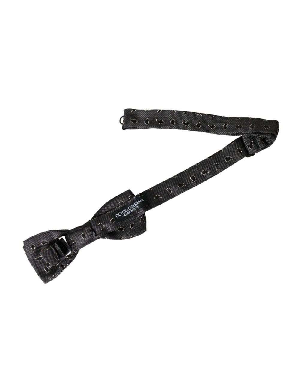 Dolce & Gabbana Dark Gray Silk Patterned Adjustable Neck Men Bow Tie