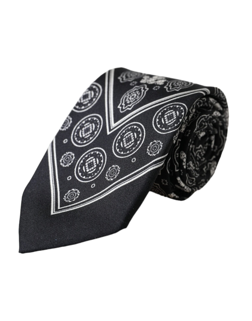 Dolce & Gabbana Dark Gray Patterned 100%Silk Adjustable Tie
