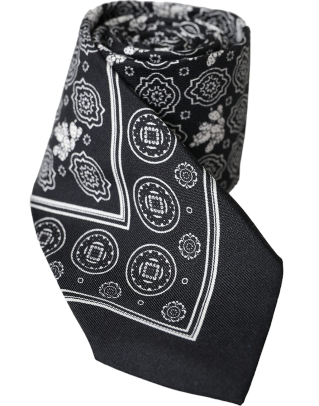 Dolce & Gabbana Dark Gray Patterned 100%Silk Adjustable Tie
