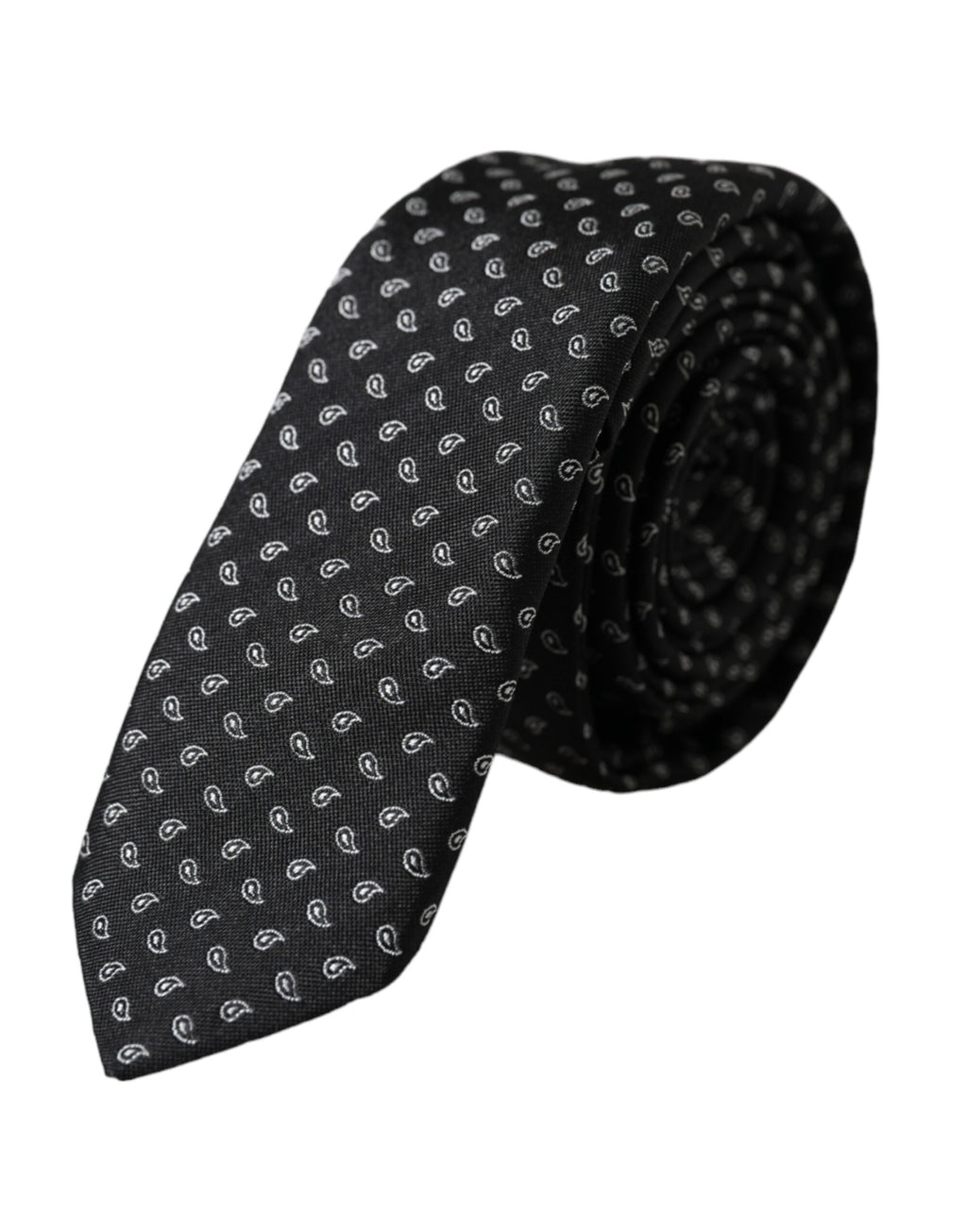 Dolce & Gabbana Dark Gray Jacquard Patterned Silk Adjustable Men Tie