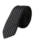 Dolce & Gabbana Dark Gray Jacquard Patterned Silk Adjustable Men Tie