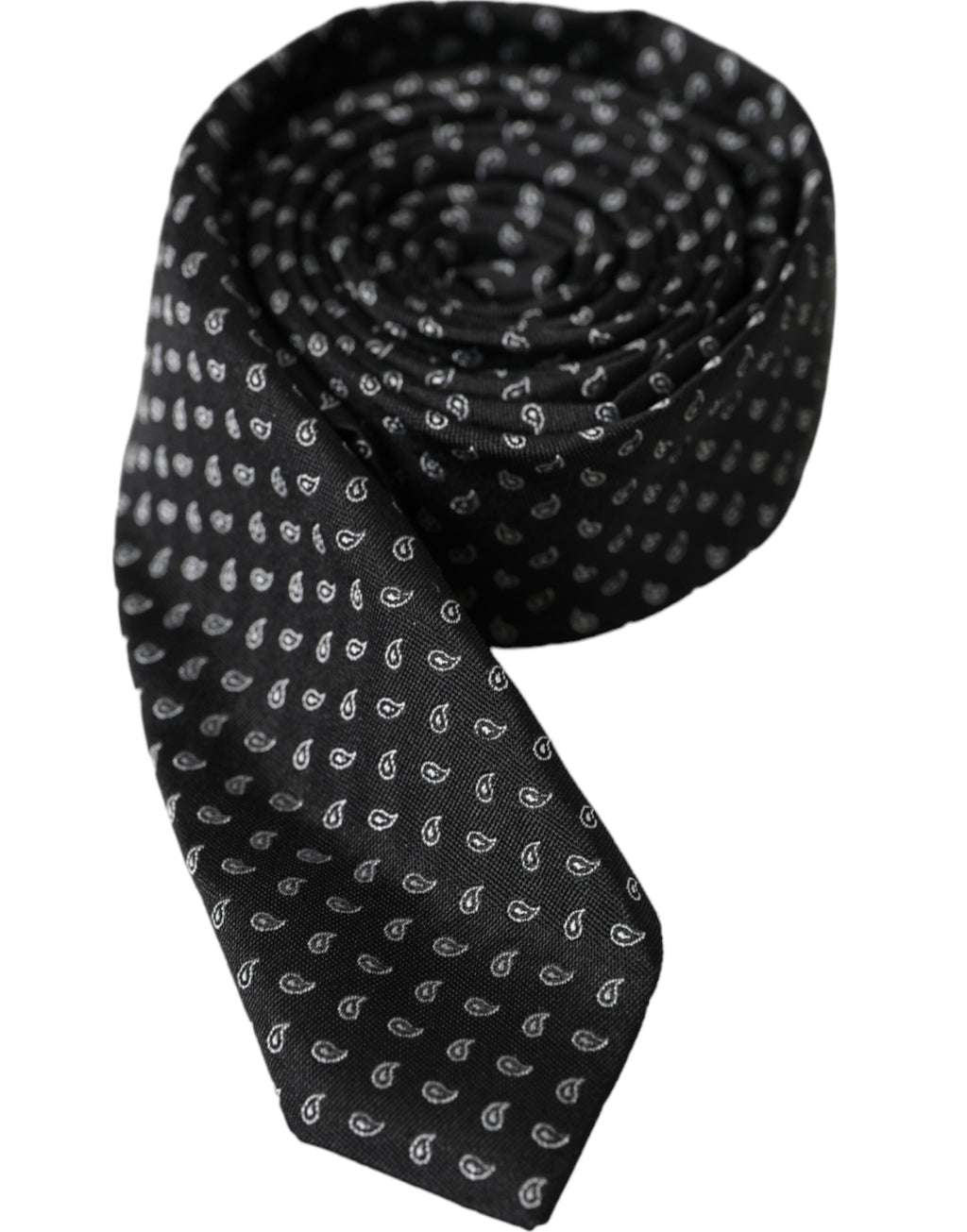 Dolce & Gabbana Dark Gray Jacquard Patterned Silk Adjustable Men Tie