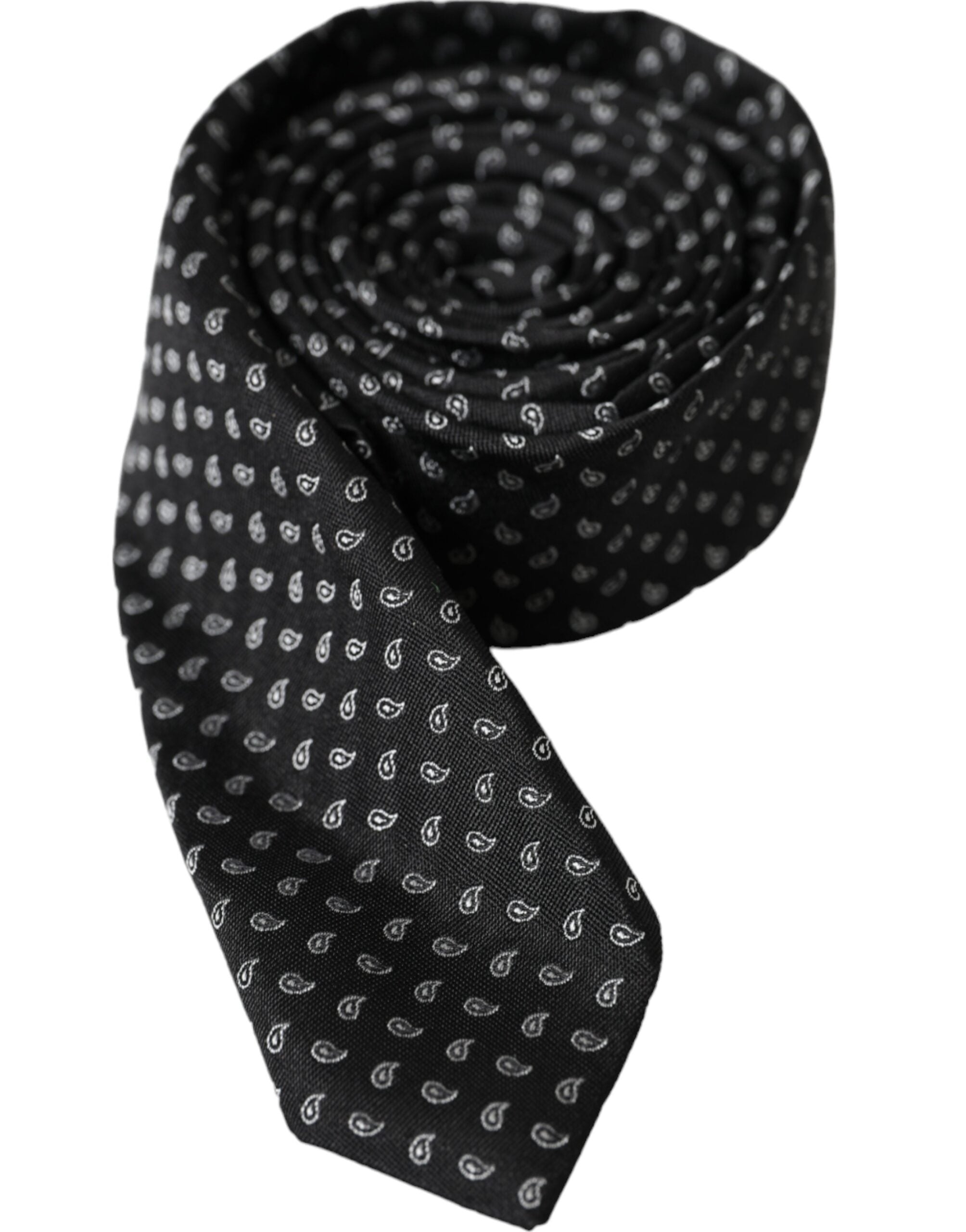 Dolce & Gabbana Dark Gray Jacquard Patterned Silk Adjustable Men Tie