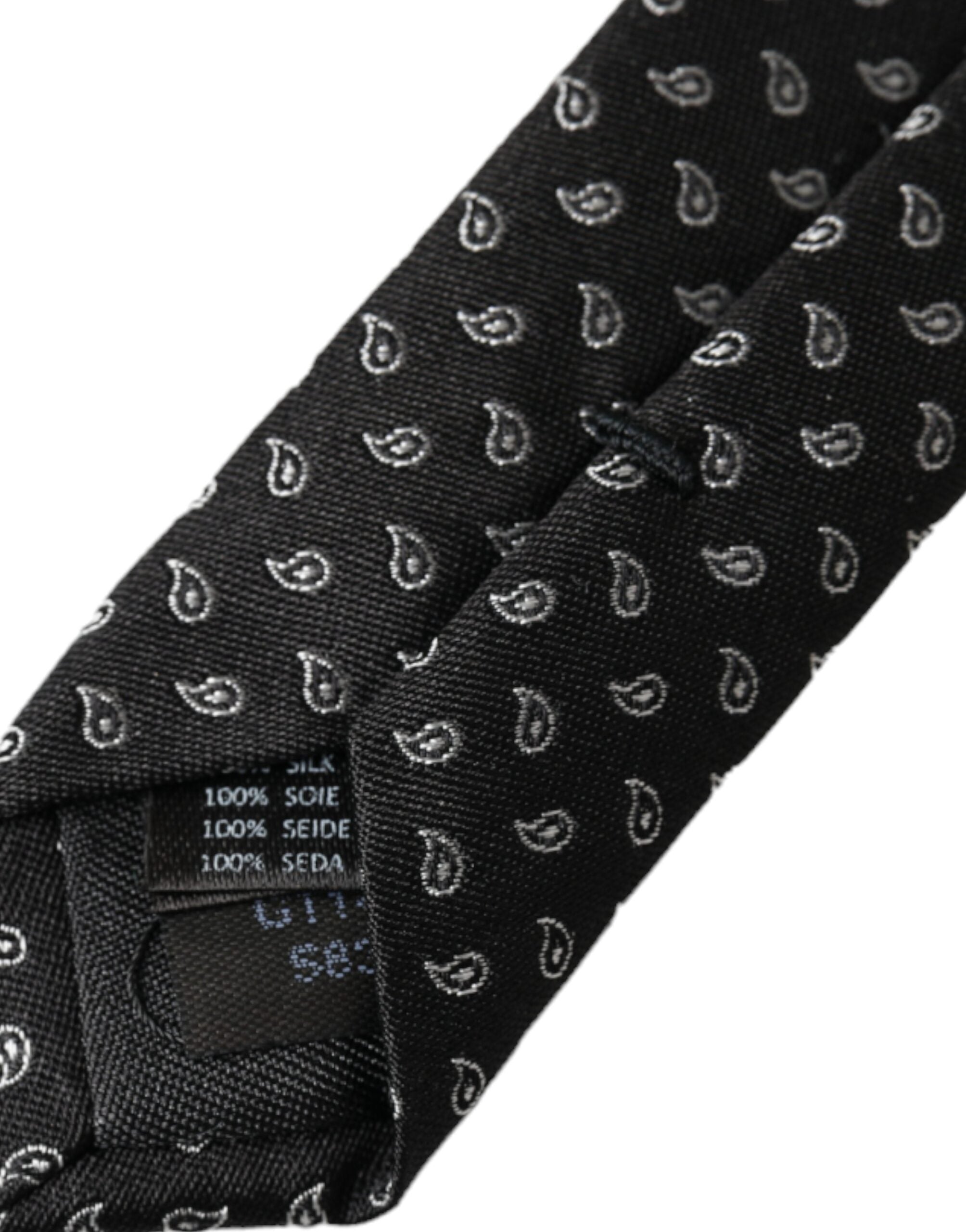 Dolce & Gabbana Dark Gray Jacquard Patterned Silk Adjustable Men Tie