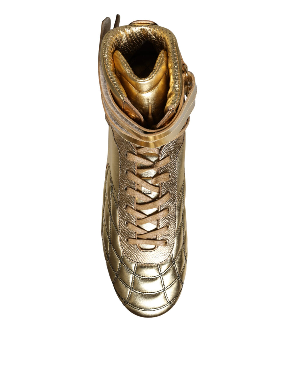 Dolce & Gabbana Gold Leather Sartoria High Top Sneakers Shoes