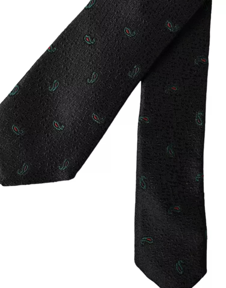 Dolce & Gabbana Dark Gray Fantasy 100% Silk Adjustable Men Tie