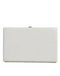 Dolce & Gabbana White Leather Gold Frame Clutch Evening Party Purse Bag