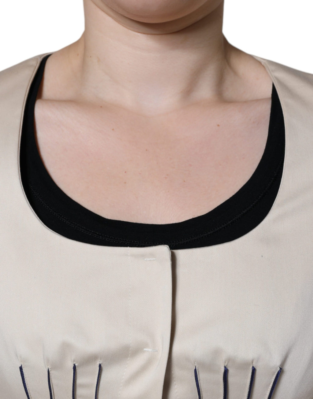 Red Valentino Beige Cotton Long Sleeves Round Neck Blazer Jacket