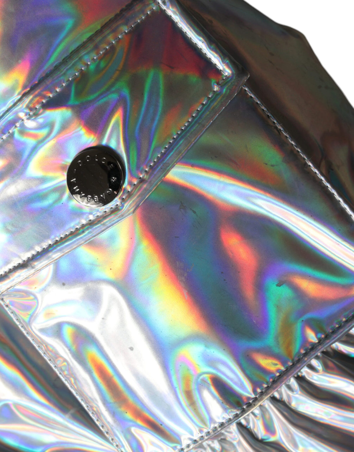 Dolce & Gabbana Silver Iridescent Puffer Full Zip Coat Jacket
