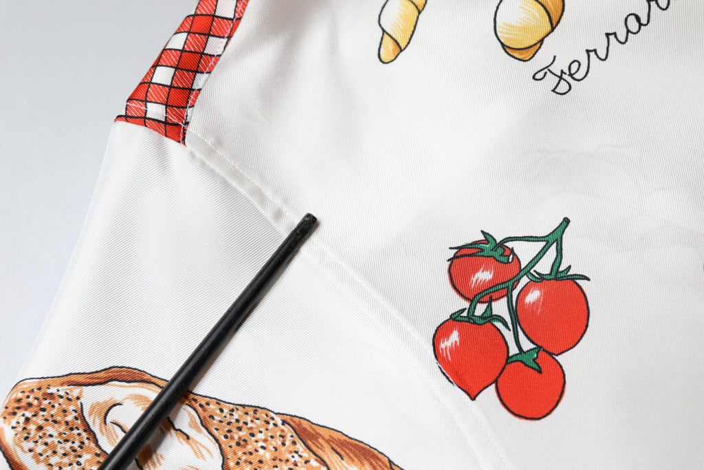 Dolce & Gabbana Multicolor Bread Print Collared Blouse Top