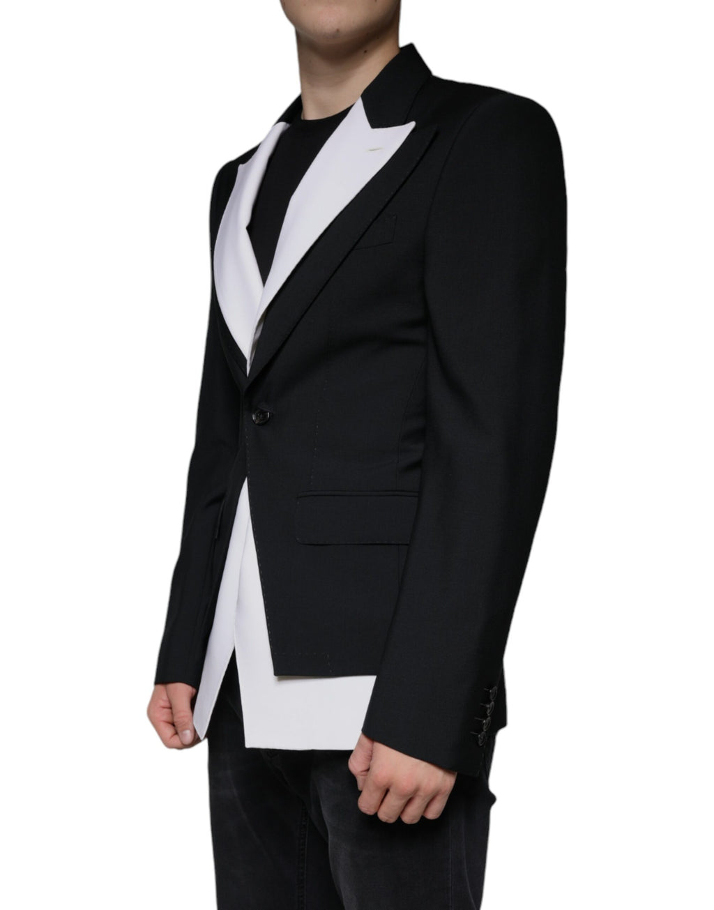 Dolce & Gabbana Dark Gray White Single Breasted Dress Blazer