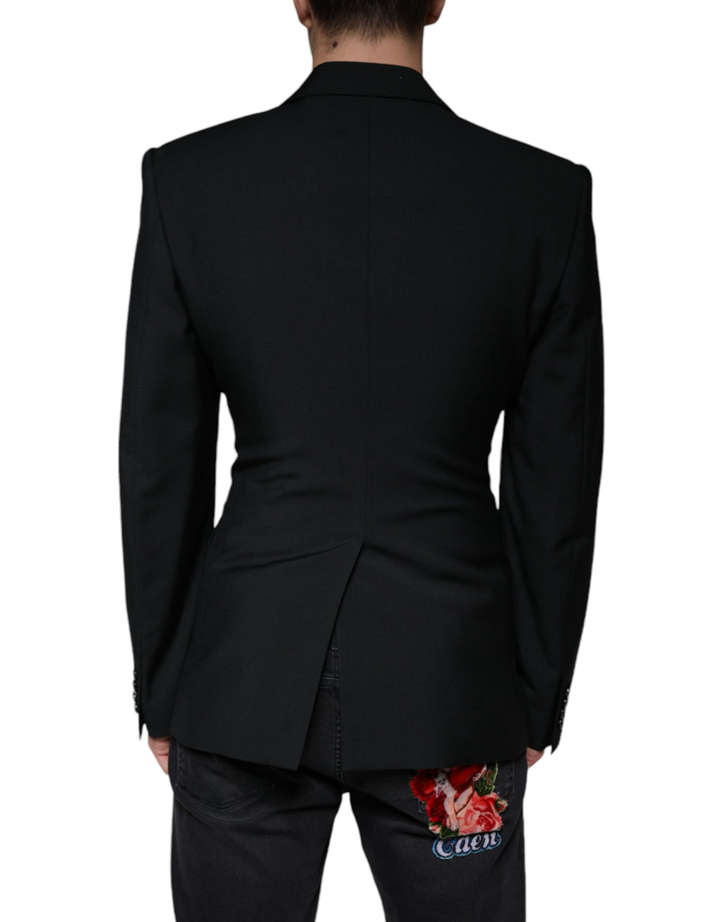 Dolce & Gabbana Dark Gray White Single Breasted Dress Blazer