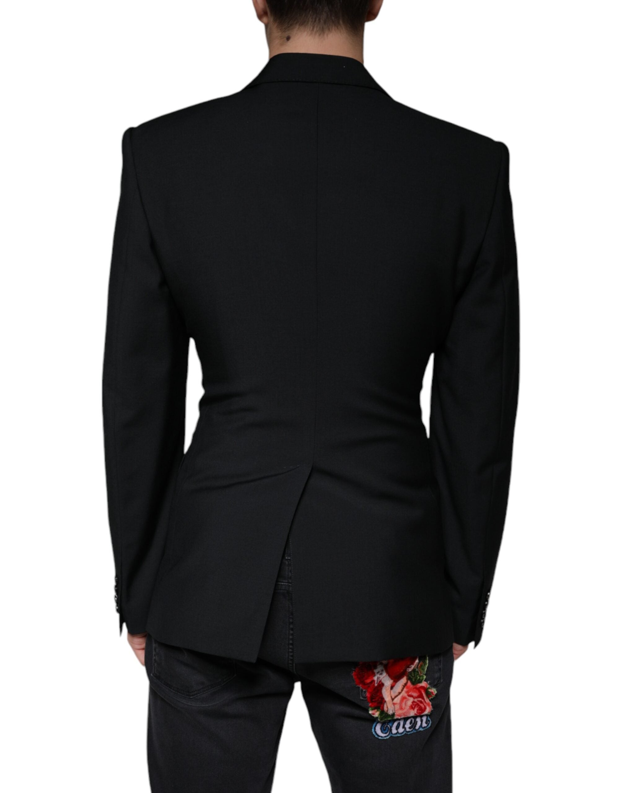Dolce & Gabbana Dark Gray White Single Breasted Dress Blazer