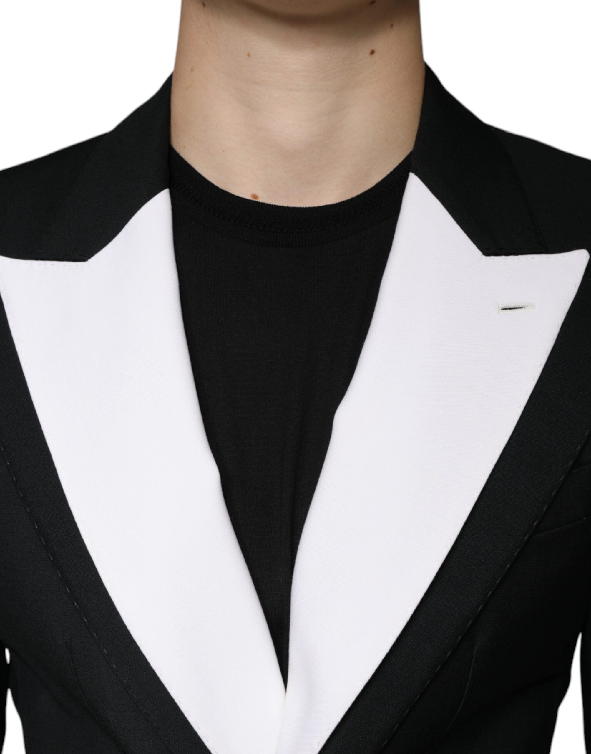 Dolce & Gabbana Dark Gray White Single Breasted Dress Blazer