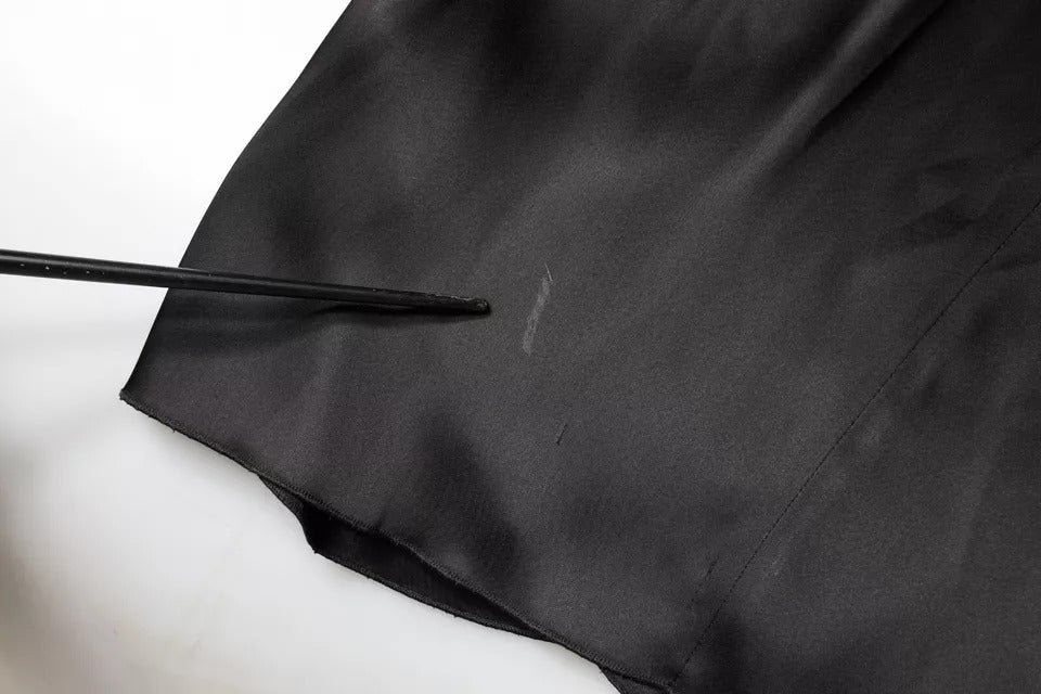 Emporio Armani Black Satin Long Sleeves Wrap Sheath Mini Dress