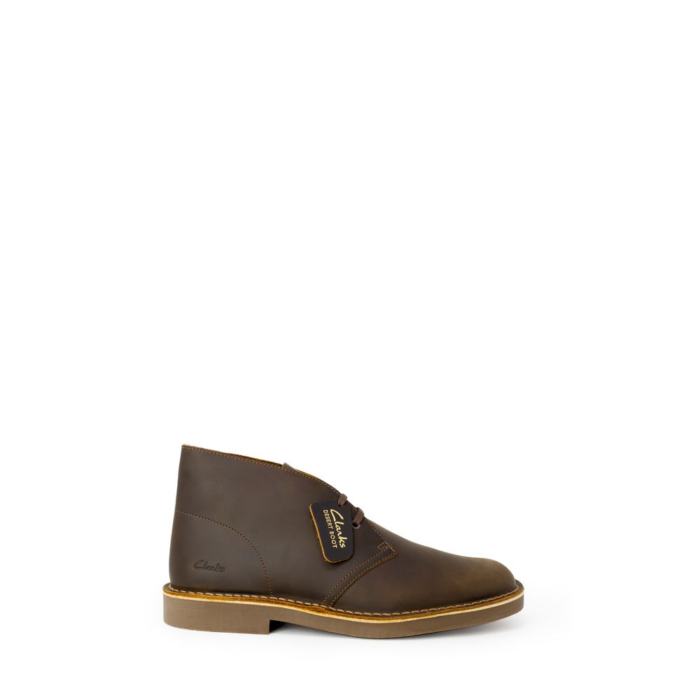 Clarks Brown Leather Lace-Up Boots