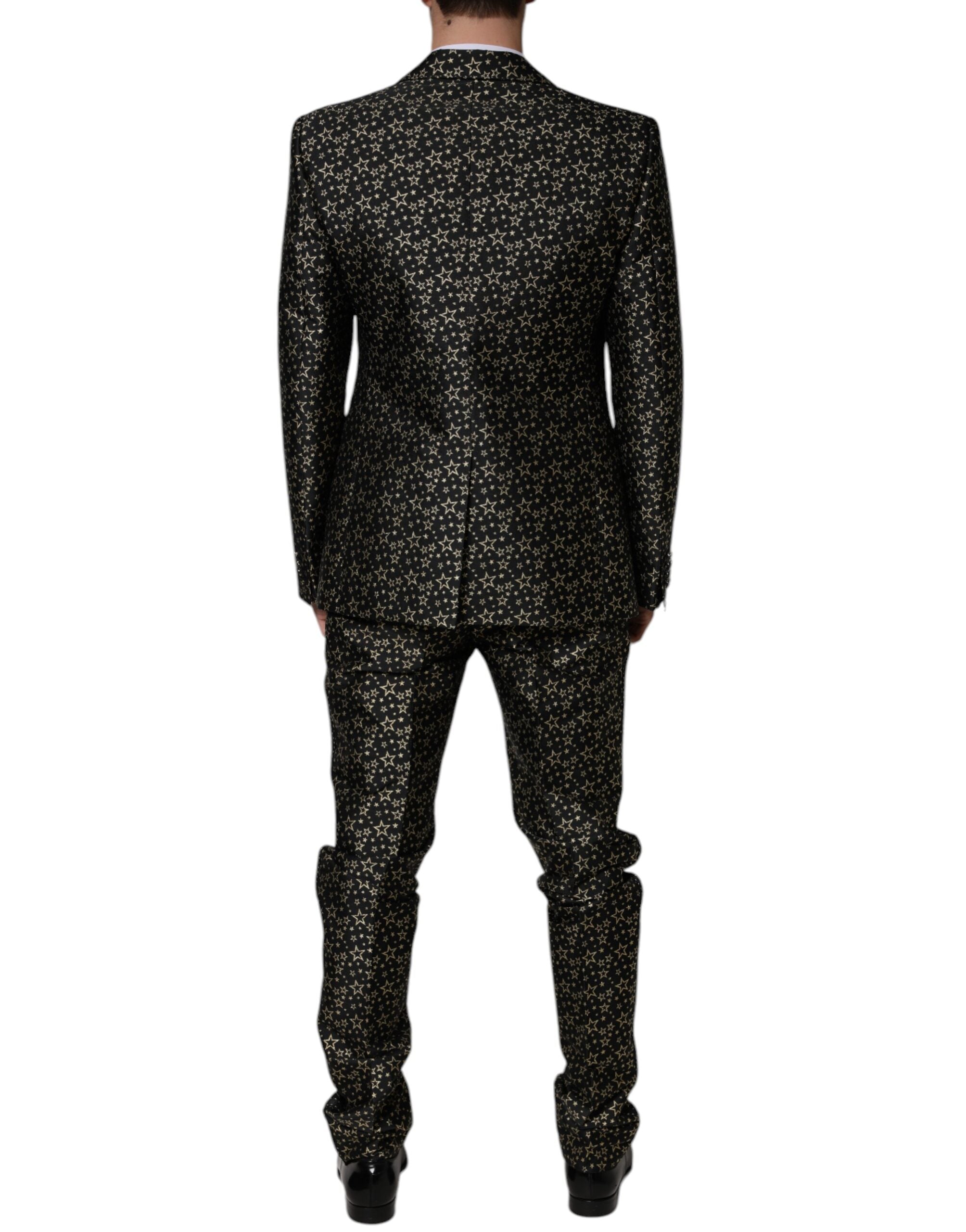 Dolce & Gabbana Dark Gray Stars Jacquard SICILIA 2 Piece Suit