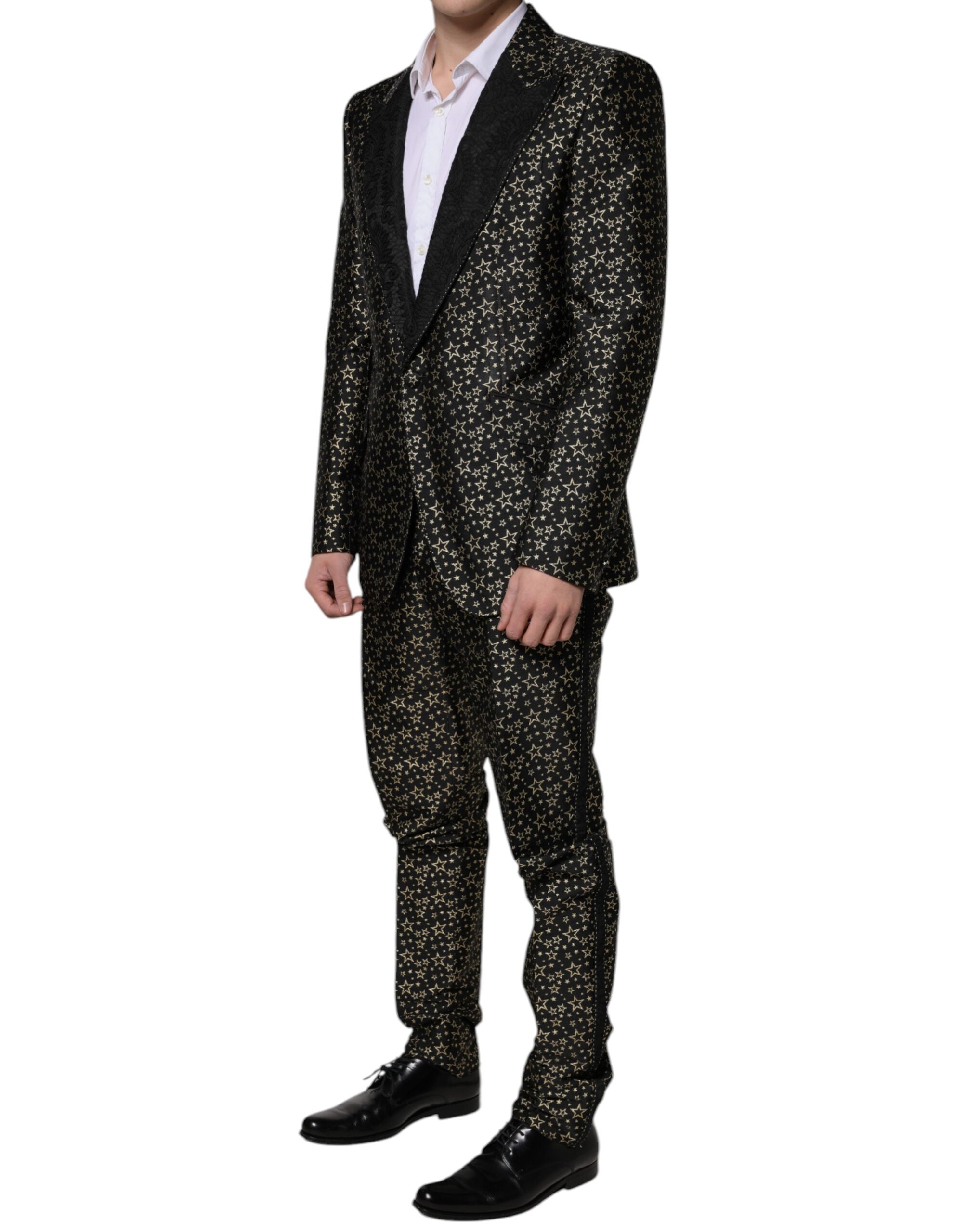 Dolce & Gabbana Dark Gray Stars Jacquard SICILIA 2 Piece Suit