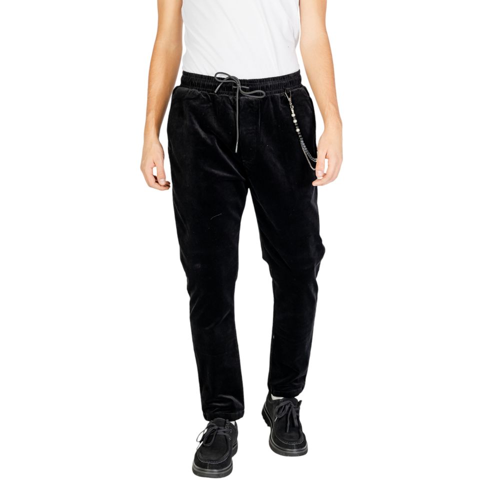 Gianni Lupo Black Cotton Casual Pants
