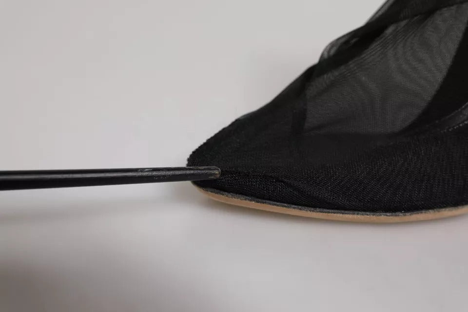 Dolce & Gabbana Black Nylon Stretch Mesh Sock Boots Shoes
