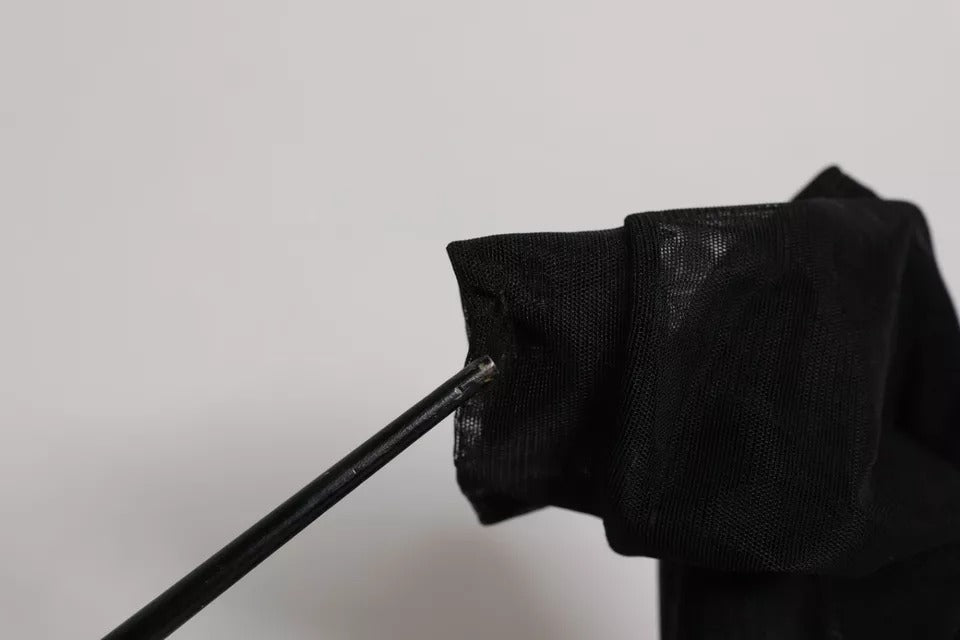 Dolce & Gabbana Black Silk Mesh Sock Style Boots Shoes