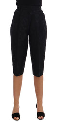 Dolce & Gabbana Black Brocade High Waist Capri Shorts