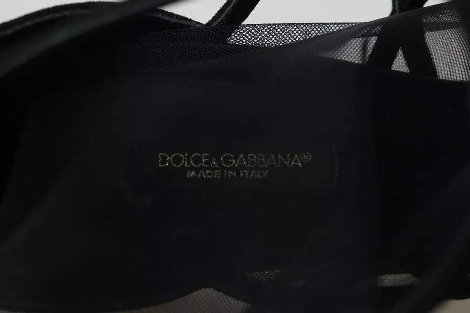 Dolce & Gabbana Black Suede Stilettos Booties Socks Shoes