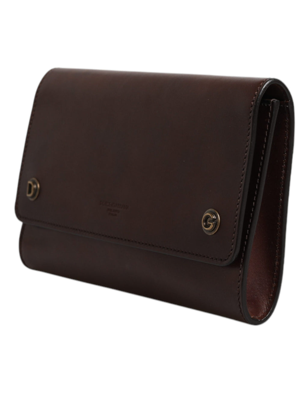 Dolce & Gabbana Brown Leather Logo Embossed Crossbody Bag