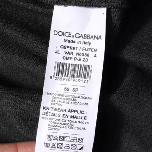 Dolce & Gabbana Black Logo Print Collared Cotton Polo T-shirt