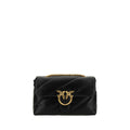 PINKO Black Calf Leather Bos Taurus Shoulder Bag